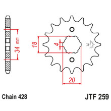 Jt передня зірка 259 12 honda xl 125, nx 125 (25912jt) (ланцюг 428)