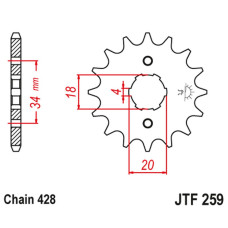 Jt передняя звезда 259 12 honda xl 125, nx 125 (25912jt) (цепь 428)