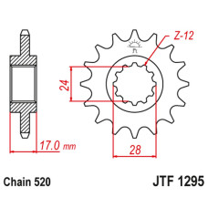 Jt передня зірка 295m 14 honda cbr 600 f2/f3 '91-98' (295m14jt) (ланцюг 520) 