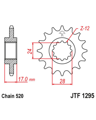 Jt передня зірка 295m 14 honda cbr 600 f2/f3 '91-98' (295m14jt) (ланцюг 520) 