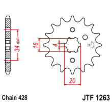 Jt передняя звезда 263 12 suzuki rm 80/85, yamaha xt 125 r/x (26312jt) (цепь 428)