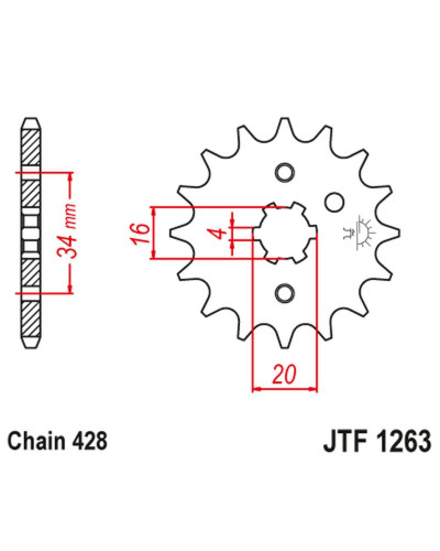Jt передняя звезда 263 12 suzuki rm 80/85, yamaha xt 125 r/x (26312jt) (цепь 428)