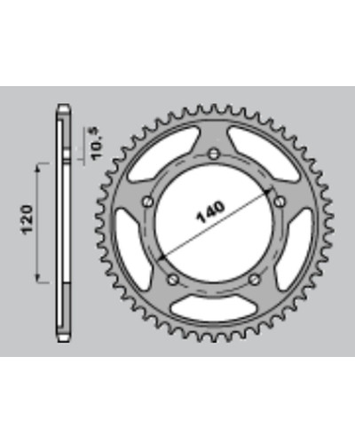 Grosskopf задняя звезда 4398 42 c45 suzuki gsxr 750 (00-05), gsr750 '11-'14 (2061-42)