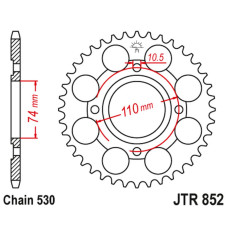 Jt задня зірка 861 41 yamaha rd 250lc '80-85, rz 250 (86141jt) (ланцюг 530)