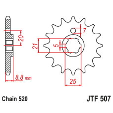 Jt передняя звезда 507 13 kawasaki kx 250 79-86 kx 500 83-86 klt200/250 80-85 husqvarna cr/wr 250/360 90-98 (50713j