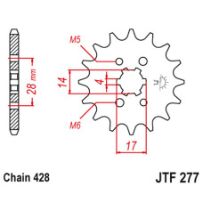 Jt передняя звезда 2118 14 honda trx 90 '93-19', crf 125 '14-21', derbi senda/mulhacen/terra '07-14' (211814jt) (цепь 428)