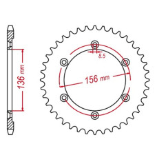 Mtx parts задня зірка 4365 43 suzuki dr 650 se '96-'12 (jtr1791.43) (ланцюг 525)