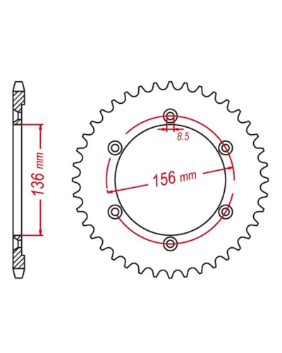 Mtx parts задня зірка 4365 43 suzuki dr 650 se '96-'12 (jtr1791.43) (ланцюг 525)