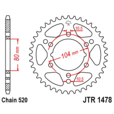 Jt задня зірка 4578 34 polaris 250 cyclone/trail blazer (457834jt) ( 478 36 jtr478.34) (ланцюг 520)