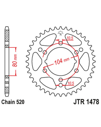 Jt задня зірка 4578 34 polaris 250 cyclone/trail blazer (457834jt) ( 478 36 jtr478.34) (ланцюг 520)