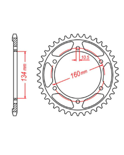 Mtx parts задня зірка 4405 42 honda cbr 600rr '03-'06 (pc37) (jtr1307.42) (ланцюг 525)