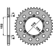 Pbr задня зірка 856 44 f yamaha tt 600r '82-'04, yfm 660 '01-'04, yfs 200 '88-'06, yz 125/250 '85-'98, dt 125 '89-'06 (jtr853.44) (ланцюг 520)