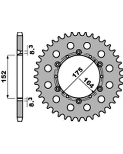 Pbr задня зірка 856 44 f yamaha tt 600r '82-'04, yfm 660 '01-'04, yfs 200 '88-'06, yz 125/250 '85-'98, dt 125 '89-'06 (jtr853.44) (ланцюг 520)