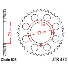 Jt задняя звезда jtr474 48 kawasaki kh 250 '75-82', s1 250 '73-75' (47448jt) (łańć.525)