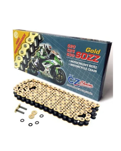 Cz цепь приводная 525 sdzz (114 звено) active ring (x-ring) золотой для 1200 ccm (46,2 kn) + прессованная заглушка