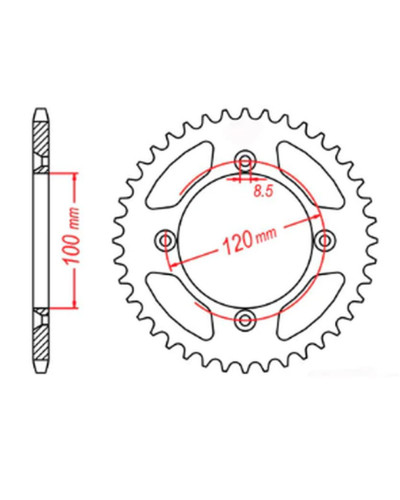Mtx parts задня зірка 798 49 suzuki rm 80/85, yamaha yz 80/85 '93-'14 (jtr798.49) (ланцюг 428)