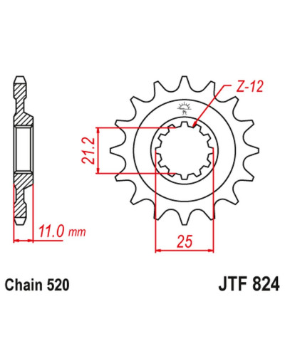 Jt передня зірка 727 17 husqvarna 4t (72717jt) (ланцюг 520)