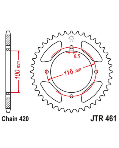 Jt задняя звезда 467 48 kawasaki kx 80/85 '86-'17 (46748jt) (цепь 420)
