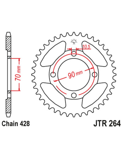 Jt задняя звезда jtr264 45 honda ct 110 '99-00' (26445jt) (цепь428)