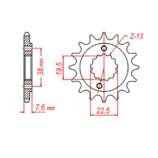 Mtx parts передня зірка 2116 13 suzuki ltr 450 '06-'12, ltz 400 '03-'13, rmx 450 '10-'13, kawasaki kfx 400, hyosung te 450 (jtf1401.13) (ланцюг 520)