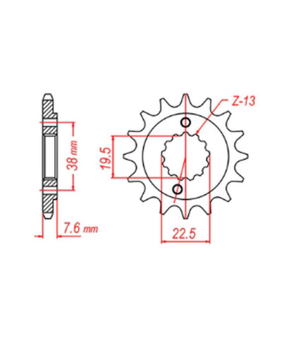 Mtx parts передня зірка 2116 13 suzuki ltr 450 '06-'12, ltz 400 '03-'13, rmx 450 '10-'13, kawasaki kfx 400, hyosung te 450 (jtf1401.13) (ланцюг 520)