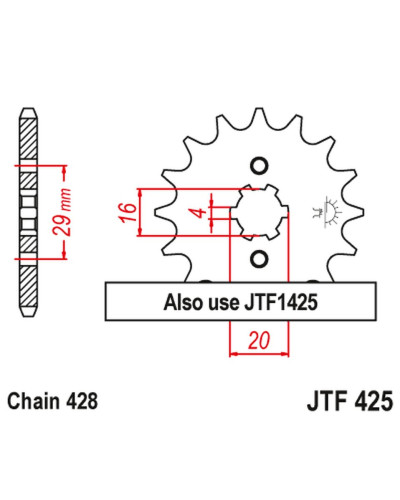 Jt передняя звезда 425 17 suzuki ts 125r '90-'96, rv 125 '07-'15 (42517jt) (цепь 428)