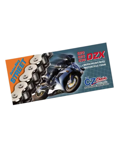 Cz цепь приводная 525 dzx (124 звенаa) active ring (x-ring) chrom do 1000 ccm (40,0 kn) + прессованная заглушка