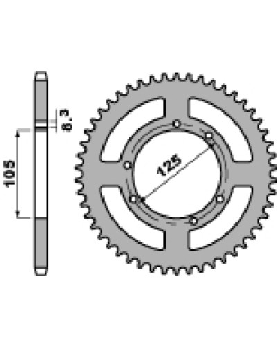 Pbr задня зірка 4413 55 f (ланцюг 428) (jtr1134.55)
