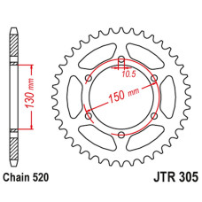 Jt задняя звезда 236 46 honda nx 650 '95-'01, yamaha xj 6 '09-'15 (23646jtzbk) (цепь 520) - 430946 (23646jtzbk)