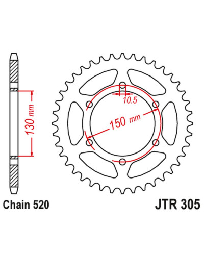 Jt задняя звезда 236 46 honda nx 650 '95-'01, yamaha xj 6 '09-'15 (23646jtzbk) (цепь 520) - 430946 (23646jtzbk)