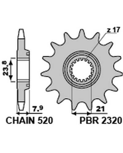 Pbr передняя звезда 2320 13 18nc honda crf 250r '18-'23 (jtf1344.13sc) (цепь 520) (std.)