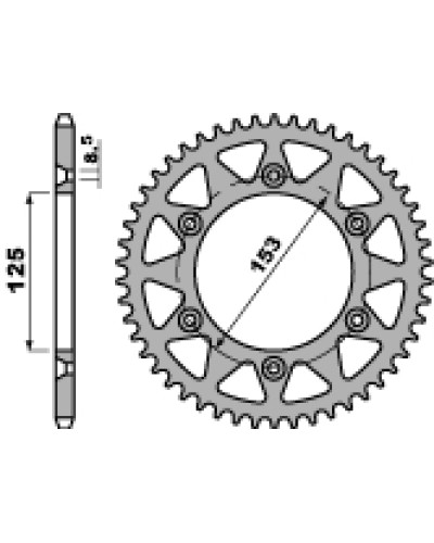 Pbr задня зірка 289 44 c45 honda cr/crf/xr650r '83-'25 (ланцюг 520) (jtr210.44)