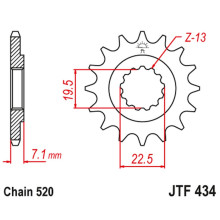 Jt передняя звезда 434 13 suzuki dr 250 '82-'87, gz 250, gn 250 (цепь 520) (43413jt)