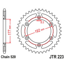 Jt задняя звезда 223 48 husqvarna wr 250 '83-84, wr/cr 250 '80, wr 350 '81-88, wr/cr 400 '81-89, cr 400/430 '81-83 (22