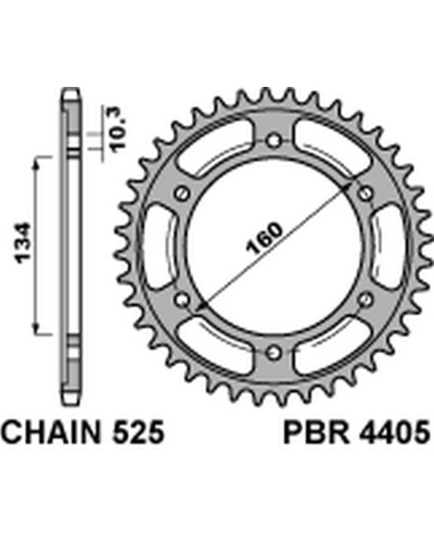 Pbr задняя звезда 4405 47 c45 honda cbr 600rr '03-'15, cbr 600f '01-'19, cbr 1000rr '17-'20 (jtr1307.47) (цепь 525)