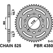 Pbr  задня зірка 4350 43 c45 honda cb 500 '94-'03, cb 750 '91-'03, vt 600 shadow '90-'04 (jtr1332.43) (ланцюг 525)