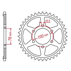 Mtx parts задня зірка 825 45 suzuki gsf 1200 bandit '95-'05 (ланцюг 530) - patrz 816 45 (jtr816.45)