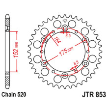 Jt задня зірка 856 45 yamaha tt 250r '95-04, tt 600r '98-03, it 175/200/465/490 '80-86, (85645jt) (ланцюг 520)