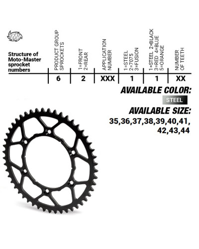 Moto-master задня зірка стальная ultralight 4644 40 (464440) ktm sx 50/sx 50 mini '14- , sx-e5 e-bike '19-, gasgas mc 50 mc-e e-bike 21-, husqvarna tc 50 '17, tc 50 mini '18-. ee 5 e-bike '19- (ланцюг 415) 