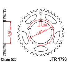 Jt задняя звезда 4397 42 triumph 865 boneville/thruxton '15-'16, scrambler '16-'17 (439742jt) (цепь 520)