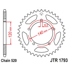 Jt задняя звезда 4397 42 triumph 865 boneville/thruxton '15-'16, scrambler '16-'17 (439742jt) (цепь 520)