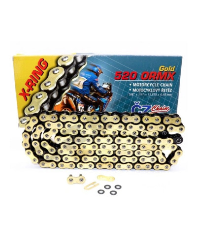 Cz цепь приводная 520 ormx (108 звено) active ring (x-ring) золотой для 600 ccm (эндуро) (34,5 kn) + застежка