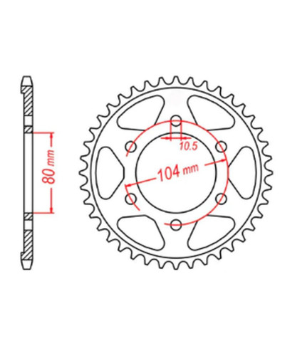 Mtx parts задня зірка 4359 41 kawasaki zx 9r '02-'03, zx 10 '08-'14, z1000 sx '11-'15 (jtr1489.41) (ланцюг 525)