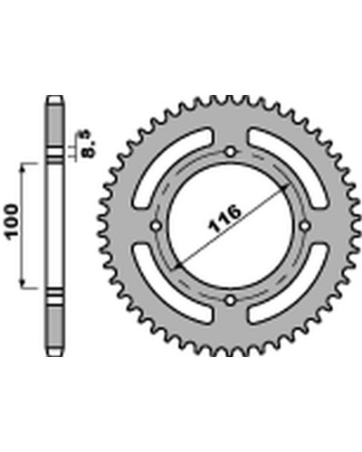 Pbr задня зірка 467 53 c45 kawasaki kx 80/85 '86-'12 (jtr461.53) (ланцюг 420)