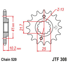 Jt передняя звезда 345 16 honda nx 650, fx 650, yamaha xt 660, fmx (34516jt) (цепь 520) (+1)