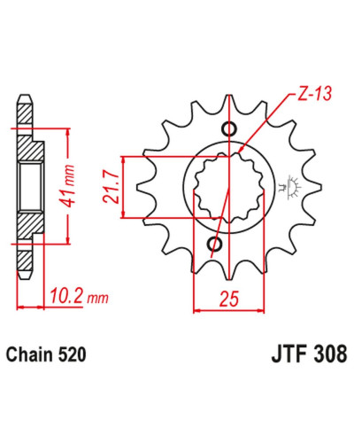 Jt передняя звезда 345 16 honda nx 650, fx 650, yamaha xt 660, fmx (34516jt) (цепь 520) (+1)