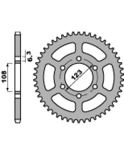 Pbr задня зірка 4412 45 f derbi 50 gp 05-08 (ланцюг 420) (jtr1133.45)