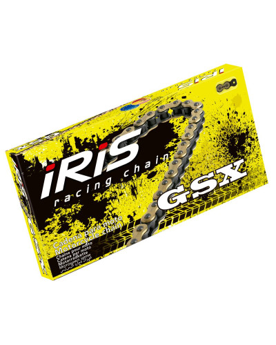 Iris цепь приводная 420 gsx-132 (132-звено) без o-рингов (открытый + застёжка) золотой (17,5kn)