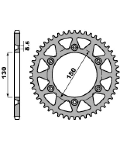 Pbr задня зірка 270 45 c45 yamaha yz/yzf '99-'24 (ланцюг 520) (jtr251.45)