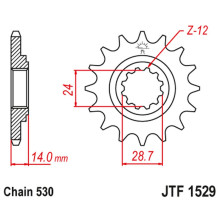 Jt передняя звезда 2077 16 kawasaki zrx 1100/1200 '97-06 (207716jt) (цепь 530)